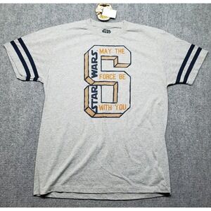 Star Wars May The Force Be With You T-Shirt Mens L Heather Gray Polycotton New